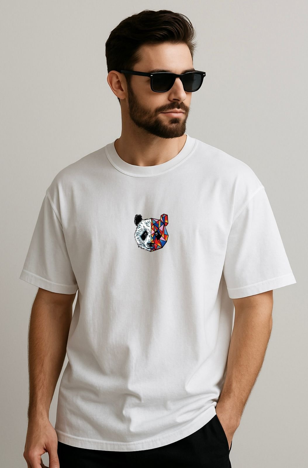geometric panda oversize tshirt