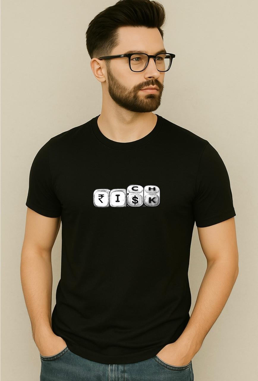 round neck tshirt with the word rich